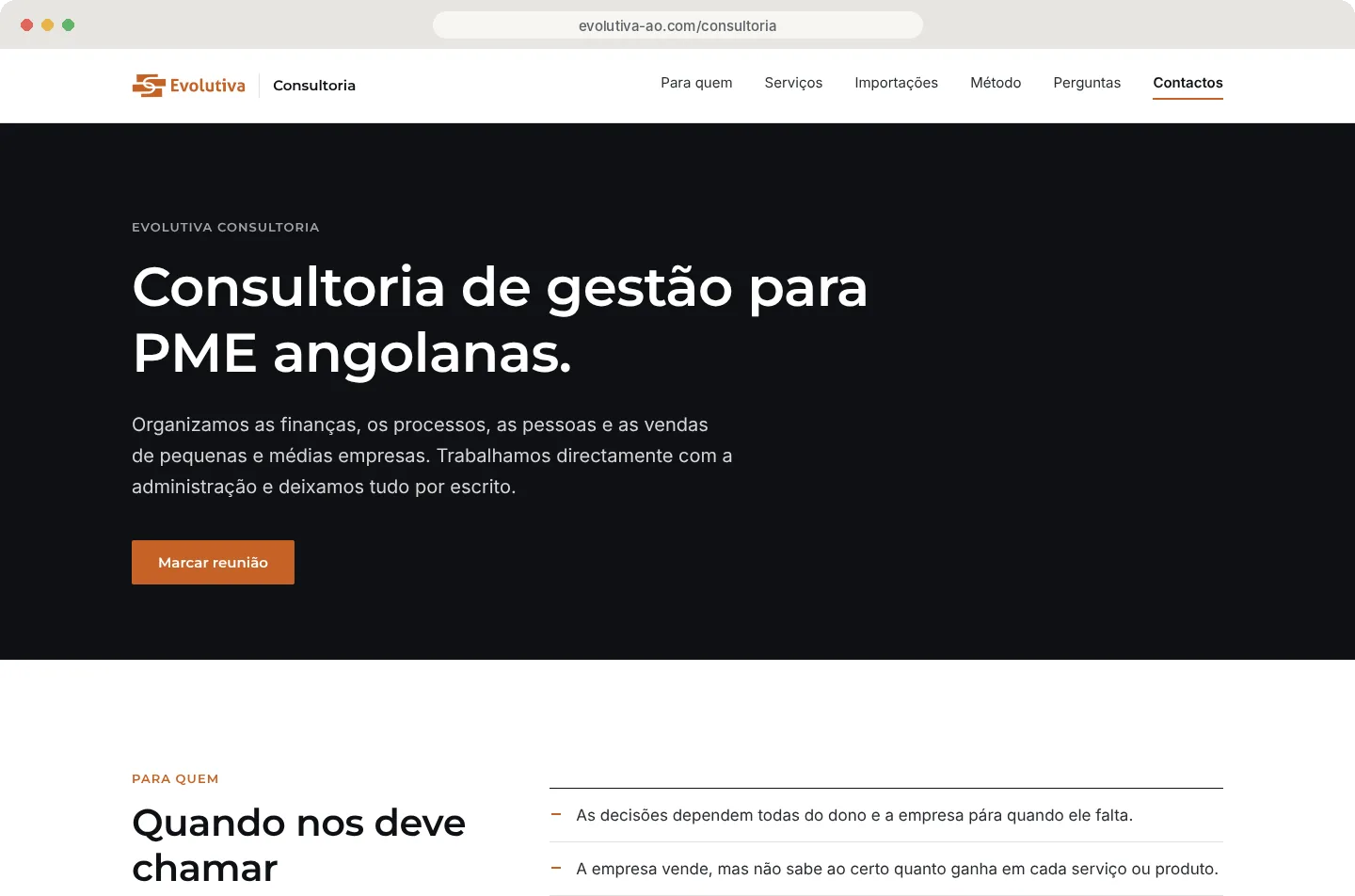 Site da Evo Consultoria